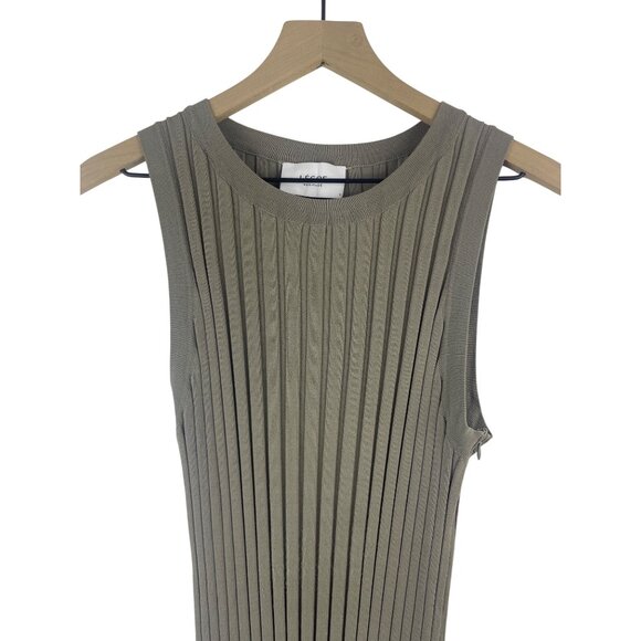 Legoe Heritage Maternity Women's Large Ribbed Luxe Shift Taupe Midi Tank Dress - Picture 2 of 11